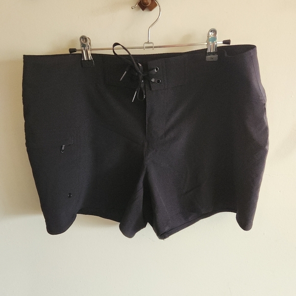 Athleta Other - Athleta Swim Board Shorts Trunks Lace-Up Waist Black Zip Pockets Xl 14